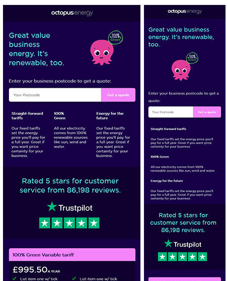 Octopus energy Email developed By EmailGeek Mark Hewington