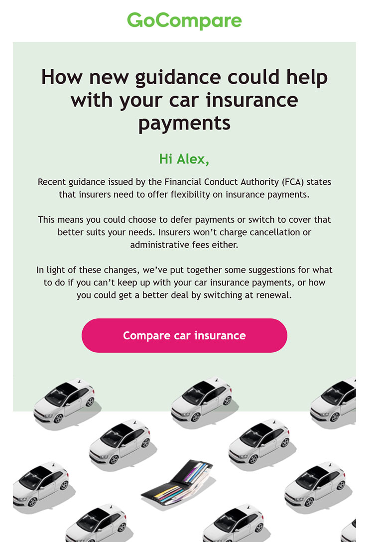 This email was developed to proved guidance on car insure for GoCompare by  Lead Email Developer Mark Hewington